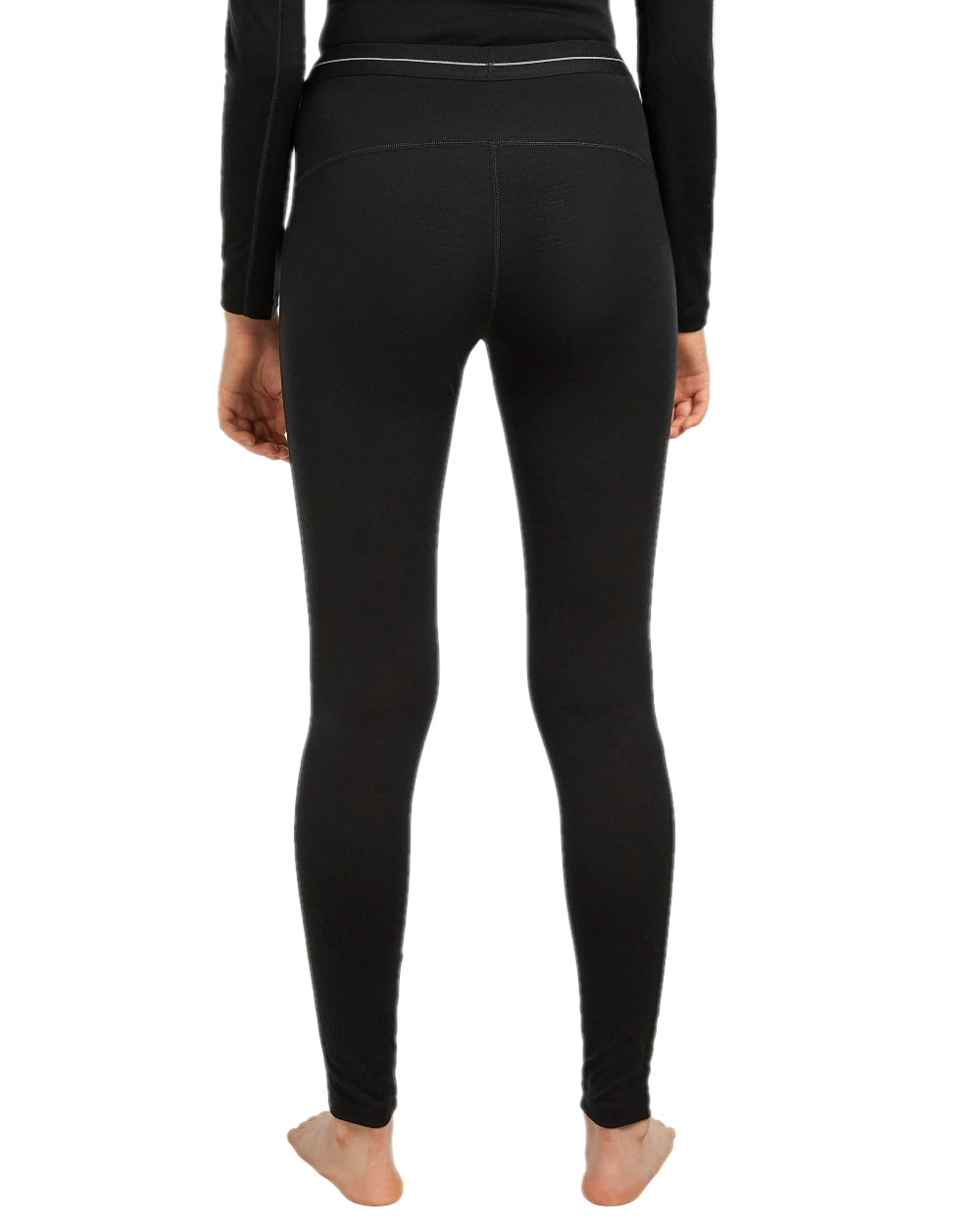 Black Coloured Icebreaker Womens Merino 200 Oasis Thermal Leggings on white background 