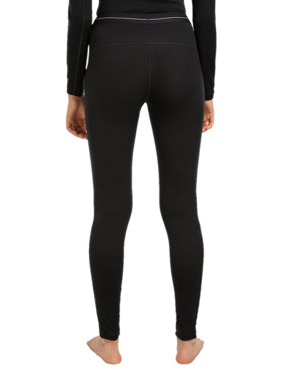 Black Coloured Icebreaker Womens Merino 200 Oasis Thermal Leggings on white background 