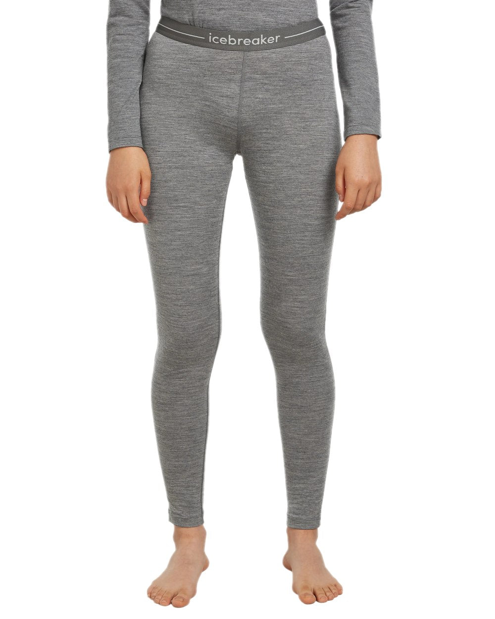 Gritstone Heather Coloured Icebreaker Womens Merino 200 Oasis Thermal Leggings on white background 