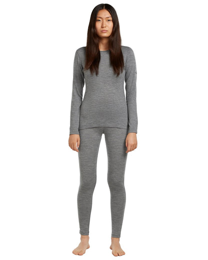 Gritstone Heather Coloured Icebreaker Womens Merino 200 Oasis Thermal Leggings on white background 