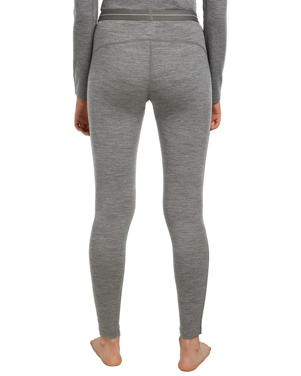Gritstone Heather Coloured Icebreaker Womens Merino 200 Oasis Thermal Leggings on white background 