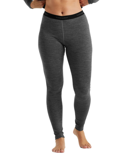 Gritstone Heather Coloured Icebreaker Womens Merino 200 Oasis Thermal Leggings on white background 