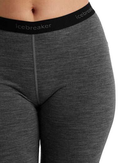 Gritstone Heather Coloured Icebreaker Womens Merino 200 Oasis Thermal Leggings on white background 