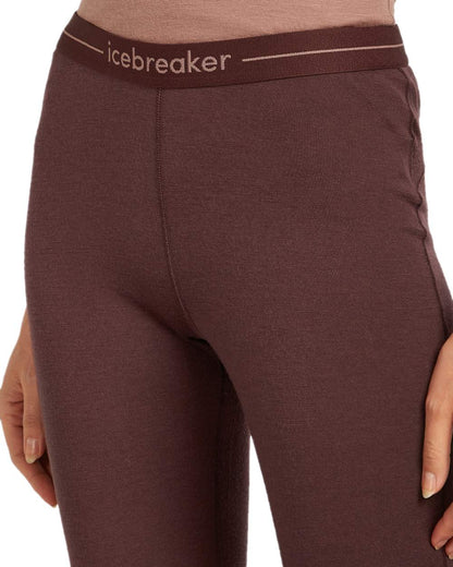 Java Coloured Icebreaker Womens Merino 200 Oasis Thermal Leggings on white background 