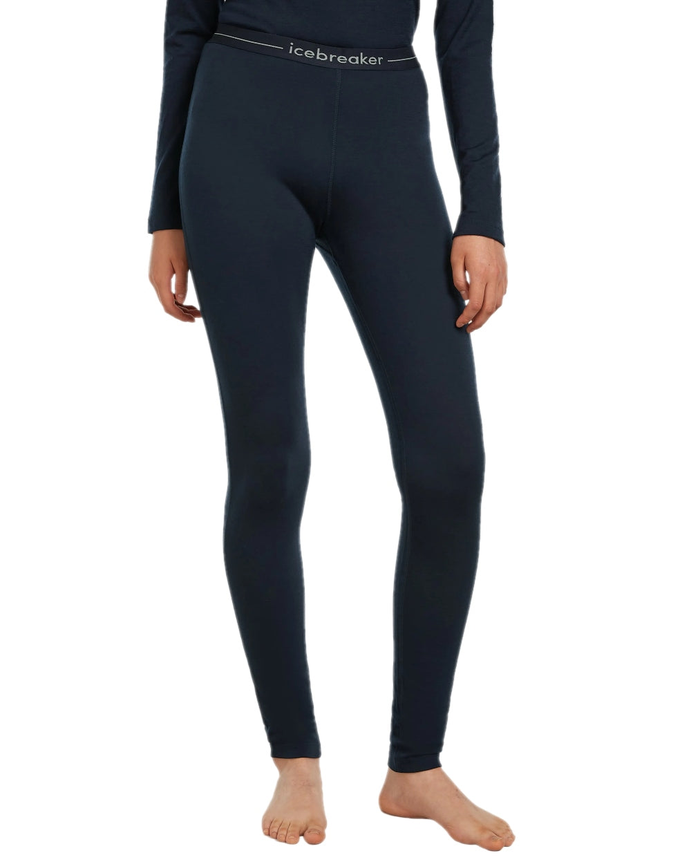 Midnight Navy Coloured Icebreaker Womens Merino 200 Oasis Thermal Leggings on white background 