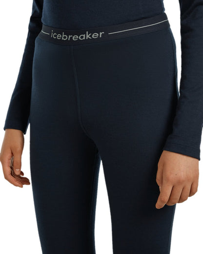 Midnight Navy Coloured Icebreaker Womens Merino 200 Oasis Thermal Leggings on white background 