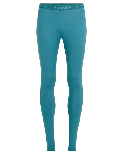 Topaz Coloured Icebreaker Womens Merino 200 Oasis Thermal Leggings on white background 
