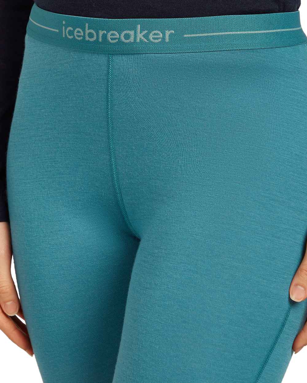 Topaz Coloured Icebreaker Womens Merino 200 Oasis Thermal Leggings on white background 