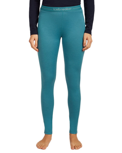 Topaz Coloured Icebreaker Womens Merino 200 Oasis Thermal Leggings on white background 