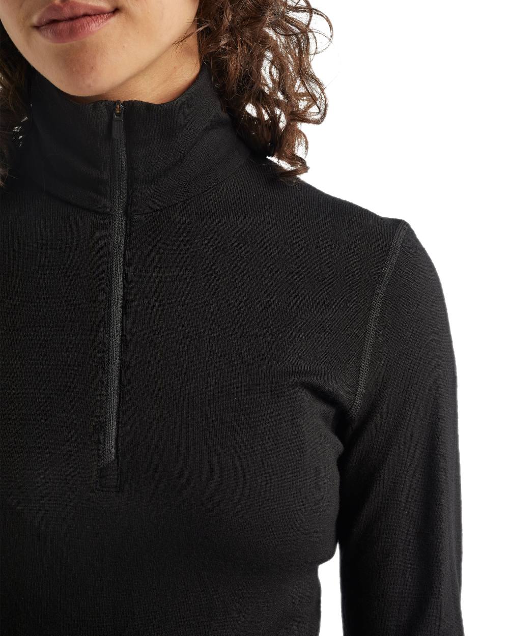 Black Coloured Icebreaker Womens Merino 260 Tech Half Zip Thermal Top on white background 