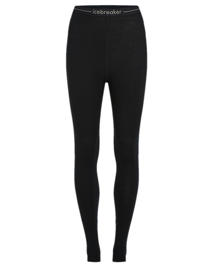 Black Coloured Icebreaker Womens Merino 260 Tech Thermal Leggings on white background 