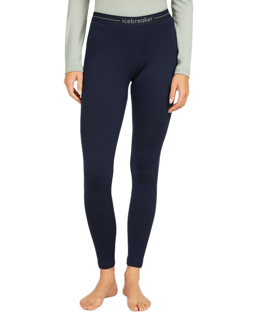 Midnight Navy Coloured Icebreaker Merino Womens 260 Tech Thermal Leggings on white background 
