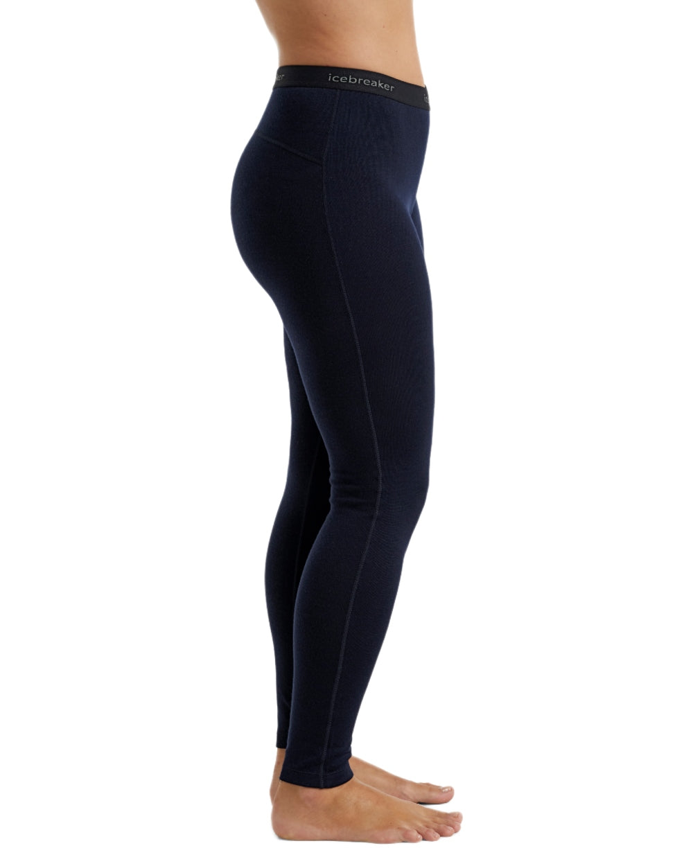 Midnight Navy Coloured Icebreaker Merino Womens 260 Tech Thermal Leggings on white background 