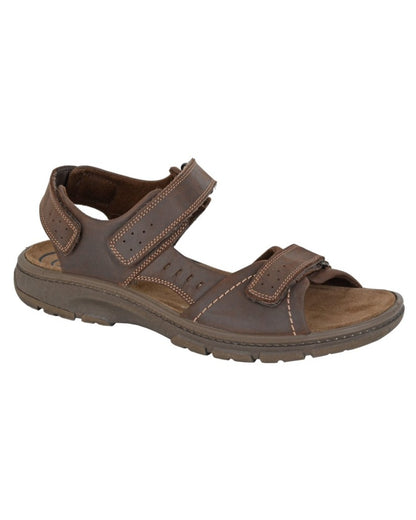 Brown coloured Imac Mens Triple Touch Fastening Sports Sandals on white background 