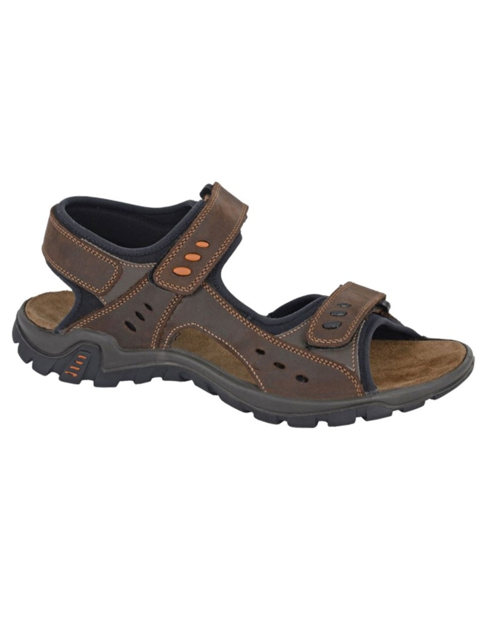 Brown coloured Imac Mens Twin Touch Fastening Sport Sandals on white background 