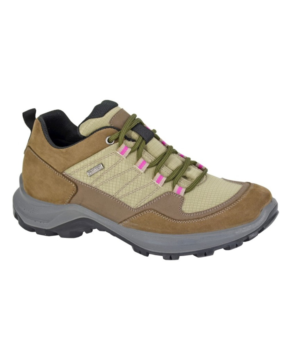 Safari Brown Olive coloured Imac Womens Synthetic Waterproof Trail Shoes on white background 