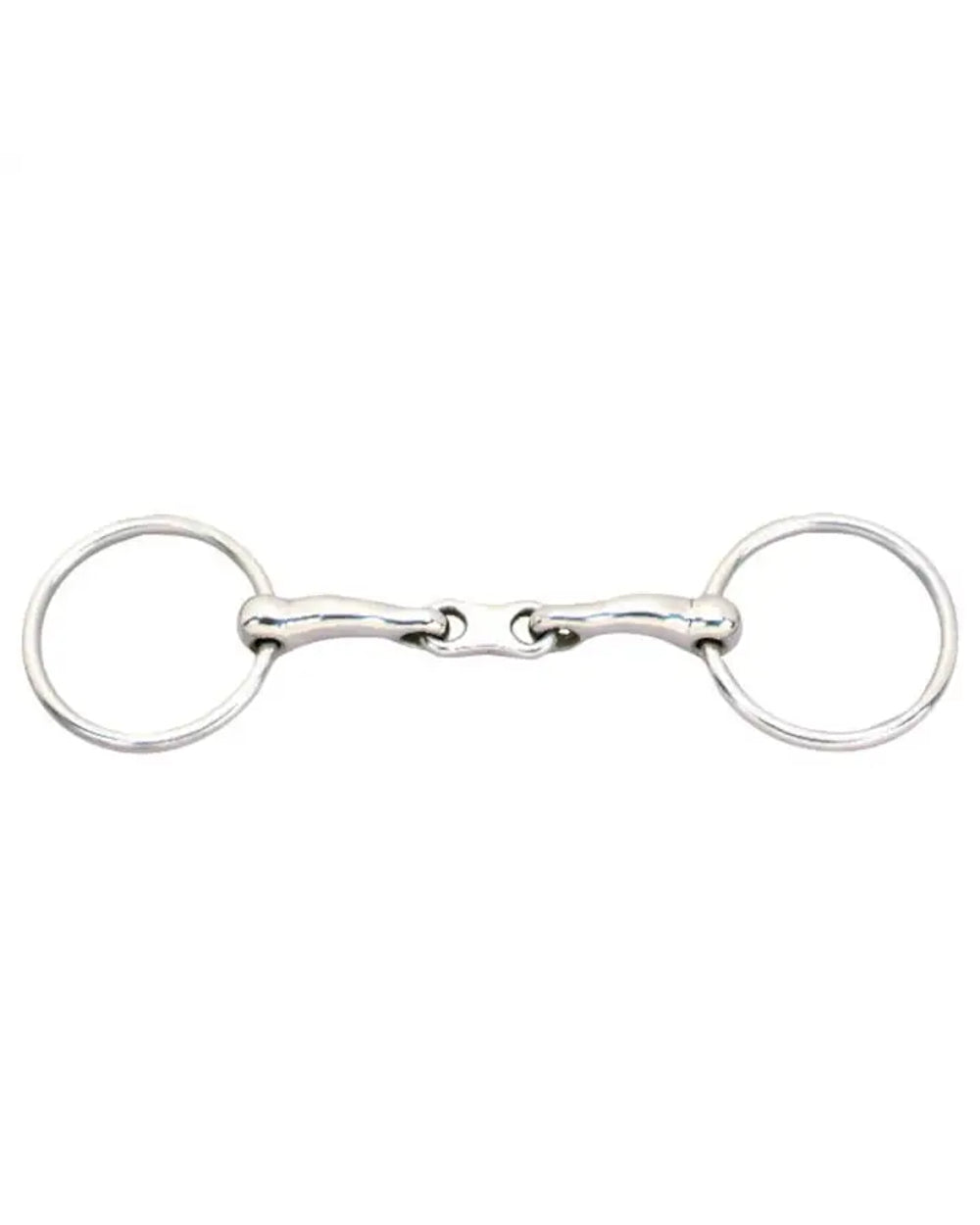 JP Korsteel Stainless Steel French Link Loose Ring Snaffle Bit on white background