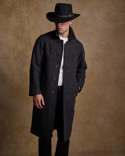 Black Coloured Jack Murphy Boston Crushable Felt Hat on indoor background 