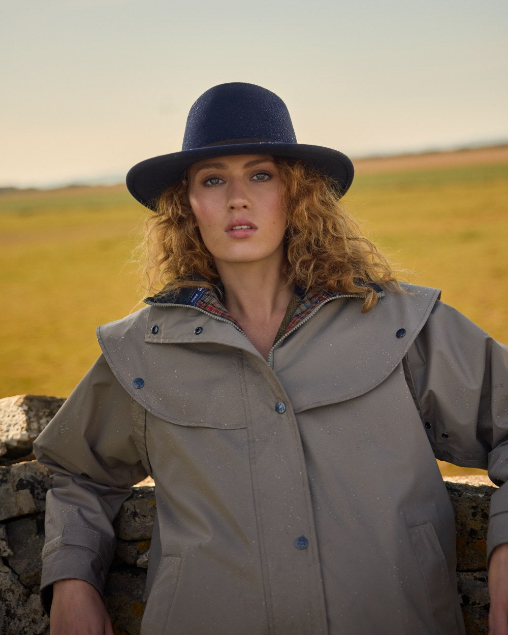 Navy Coloured Jack Murphy Boston Crushable Felt Hat on outdoor background 