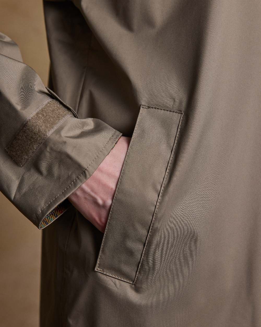 Chinchilla Coloured Jack Murphy Cotswold Ladies Waterproof 3/4 Coat on indoor background 