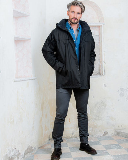 Black Coloured Jack Murphy Kingston Waterproof Jacket on studio background 