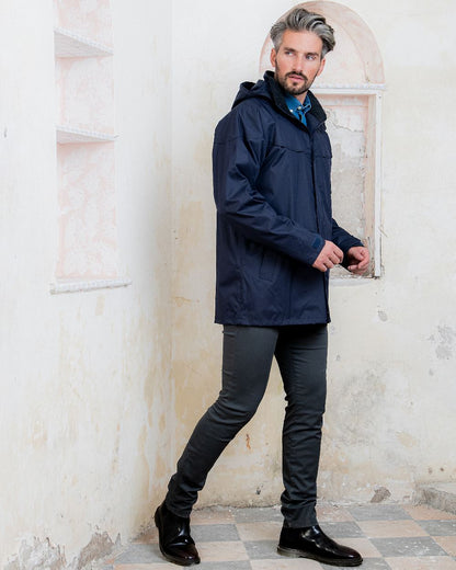 Navy Coloured Jack Murphy Kingston Waterproof Jacket on studio background 