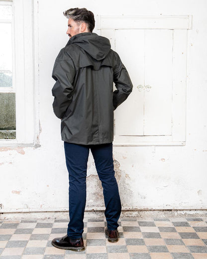 Olive Coloured Jack Murphy Kingston Waterproof Jacket on studio background 