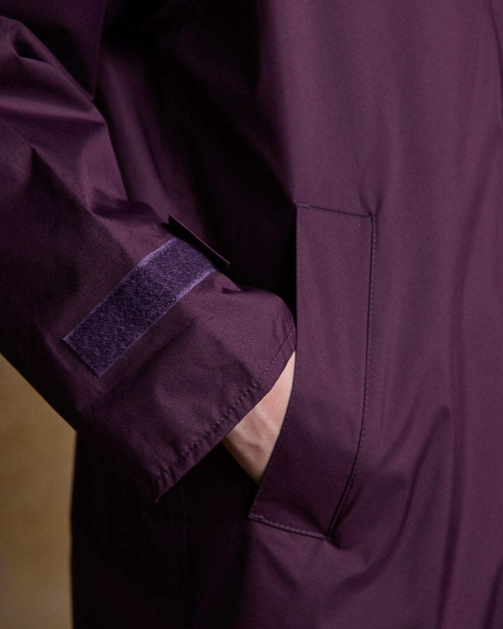 Blackberry Coloured Jack Murphy Malvern Ladies Waterproof Bush Coat on indoor background 