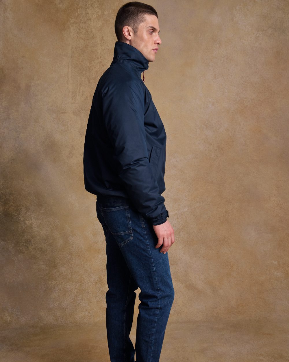 Heritage Navy Coloured Jack Murphy Mens Rockall Waterproof Jacket on indoor background 