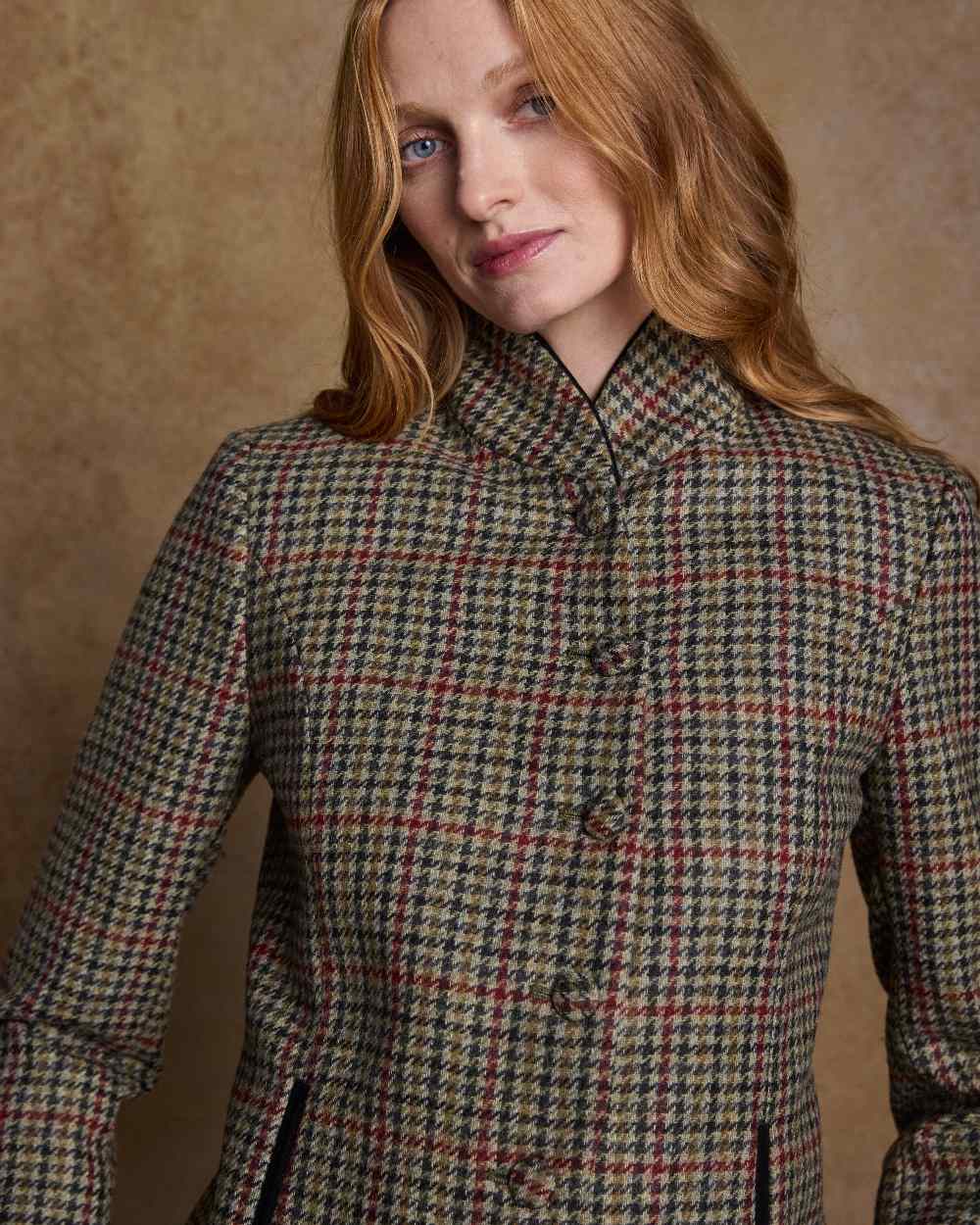 Hacking Check Coloured Jack Murphy Nicole Ladies Tweed Jacket on indoor background 