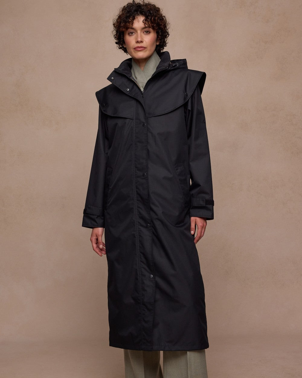 Black Coloured Jack Murphy Womens Connemara Waterproof Coat on indoor background 