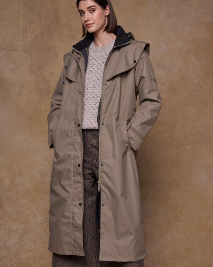 Chinchilla Coloured Jack Murphy Womens Connemara Waterproof Coat on indoor background 
