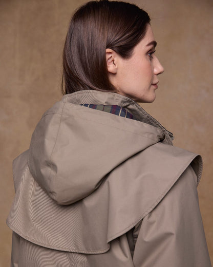 Chinchilla Coloured Jack Murphy Womens Connemara Waterproof Coat on indoor background 