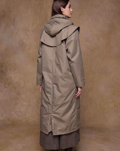 Chinchilla Coloured Jack Murphy Womens Connemara Waterproof Coat on indoor background 
