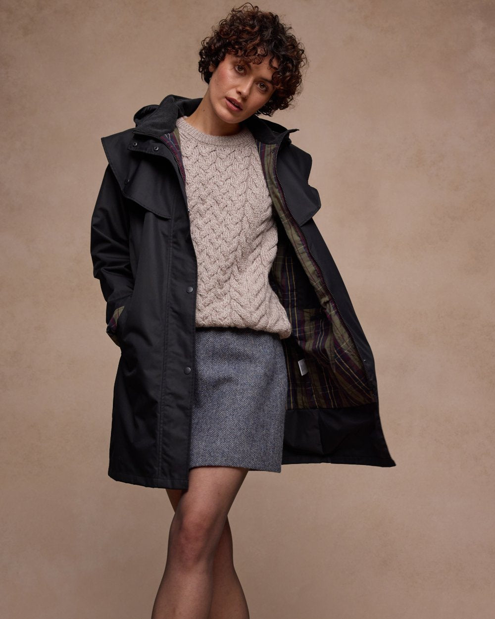 Black Coloured Jack Murphy Womens Dingle Waterproof Jacket on indoor background 