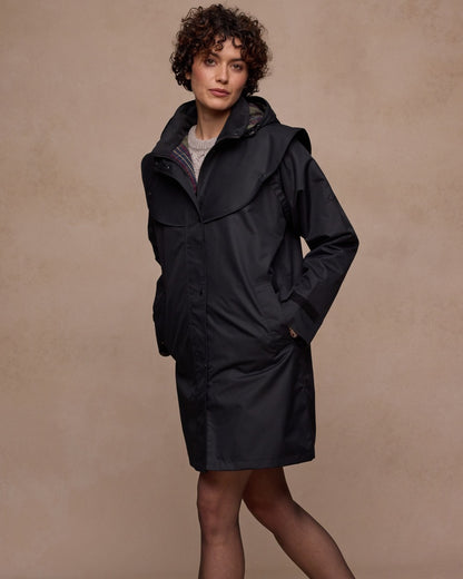 Black Coloured Jack Murphy Womens Dingle Waterproof Jacket on indoor background 