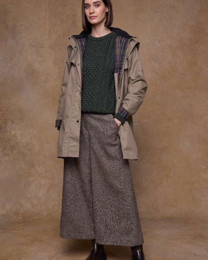 Chinchilla Coloured Jack Murphy Womens Dingle Waterproof Jacket on indoor background 