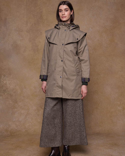 Chinchilla Coloured Jack Murphy Womens Dingle Waterproof Jacket on indoor background 