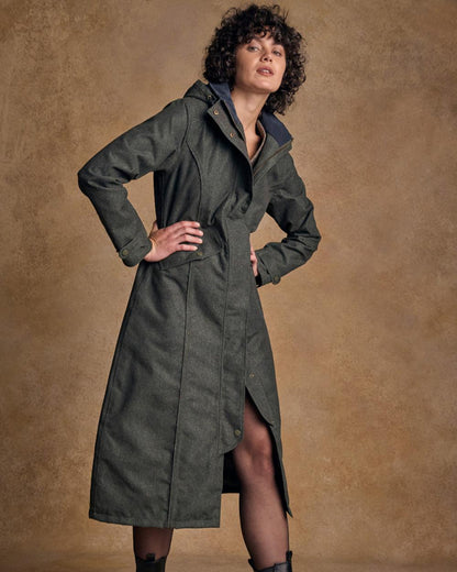 Green Fields Coloured Jack Murphy Womens Hannah Waterproof Coat on indoor background 