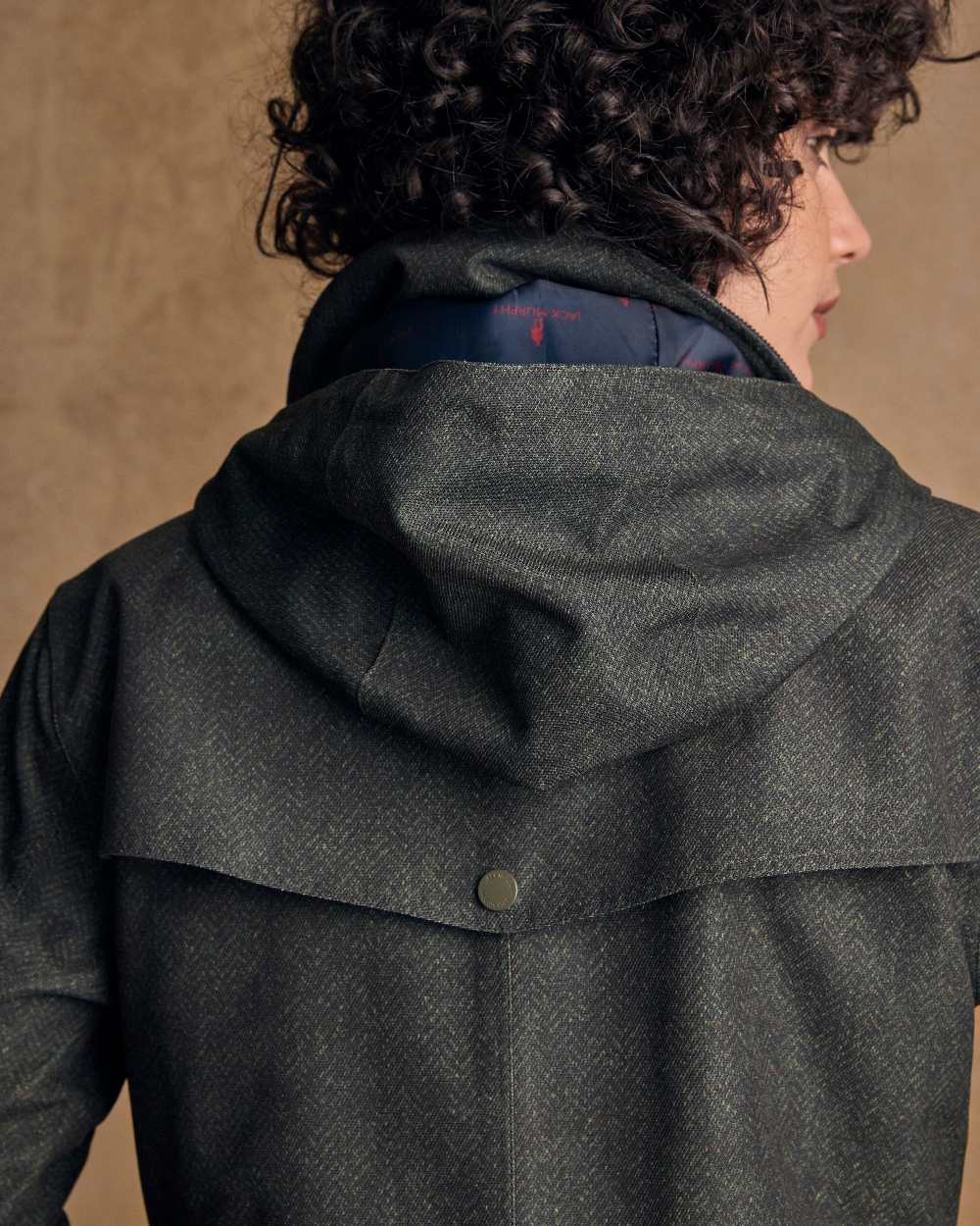 Green Fields Coloured Jack Murphy Womens Hannah Waterproof Coat on indoor background 