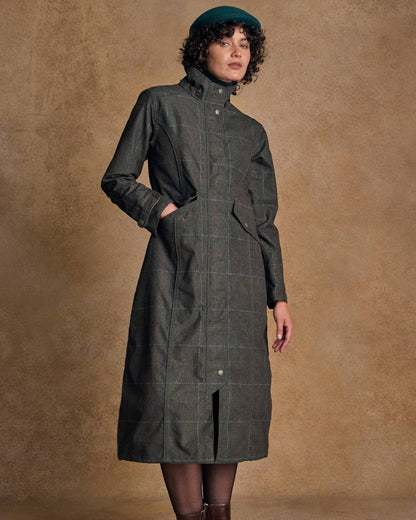Green Windowpane Coloured Jack Murphy Womens Hannah Waterproof Coat on indoor background 