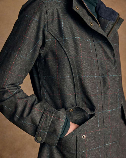 Green Windowpane Coloured Jack Murphy Womens Hannah Waterproof Coat on indoor background 