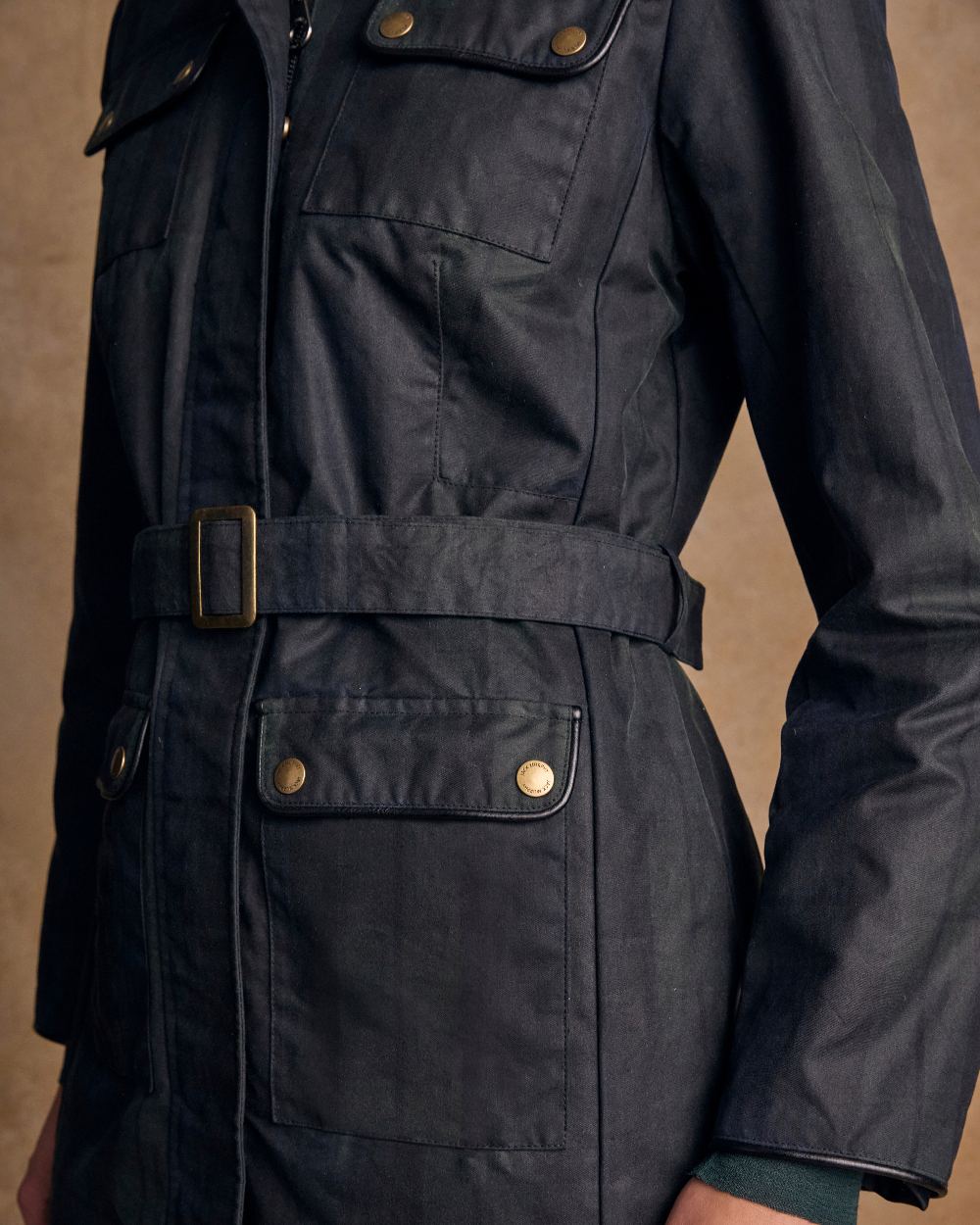 Blackwatch Coloured Jack Murphy Womens Orla Wax Jacket on indoor background 