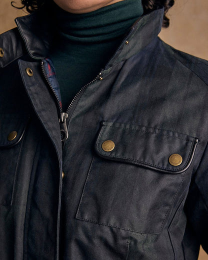 Blackwatch Coloured Jack Murphy Womens Orla Wax Jacket on indoor background 