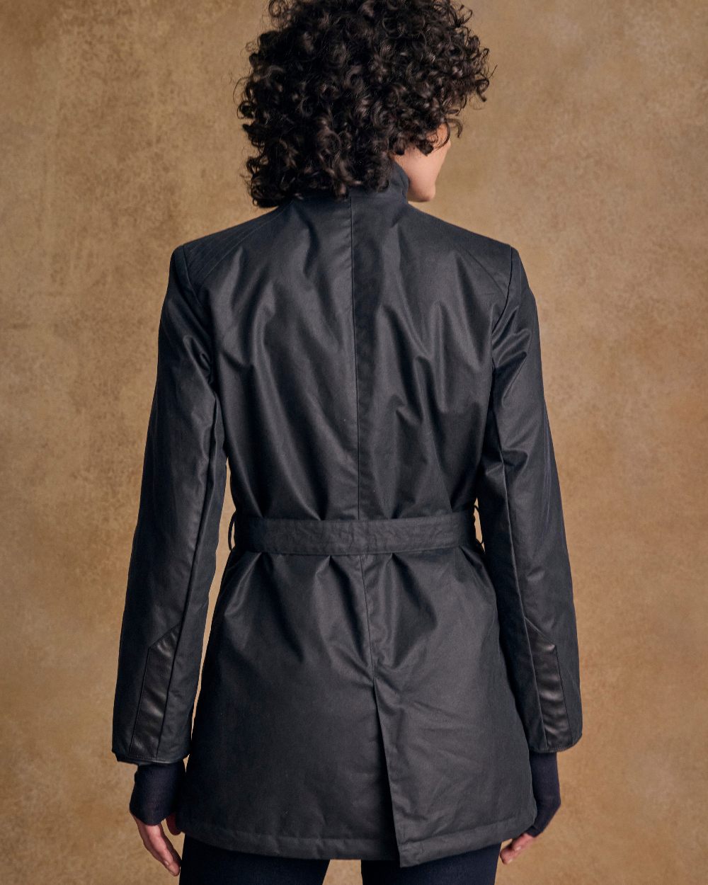 Navy Coloured Jack Murphy Womens Orla Wax Jacket on indoor background 