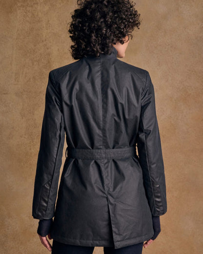 Navy Coloured Jack Murphy Womens Orla Wax Jacket on indoor background 