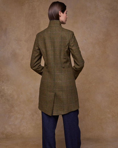 Woodland Check coloured Jack Murphy Womens Robin Tweed Coat on textured background 