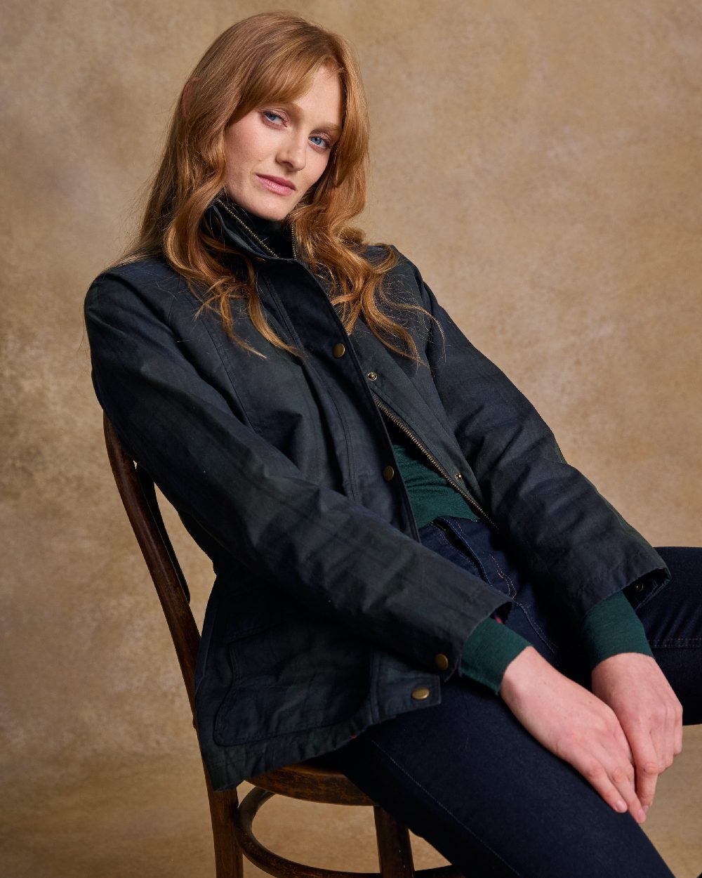 Blackwatch Coloured Jack Murphy Womens Sally Wax Jacket on indoor background 