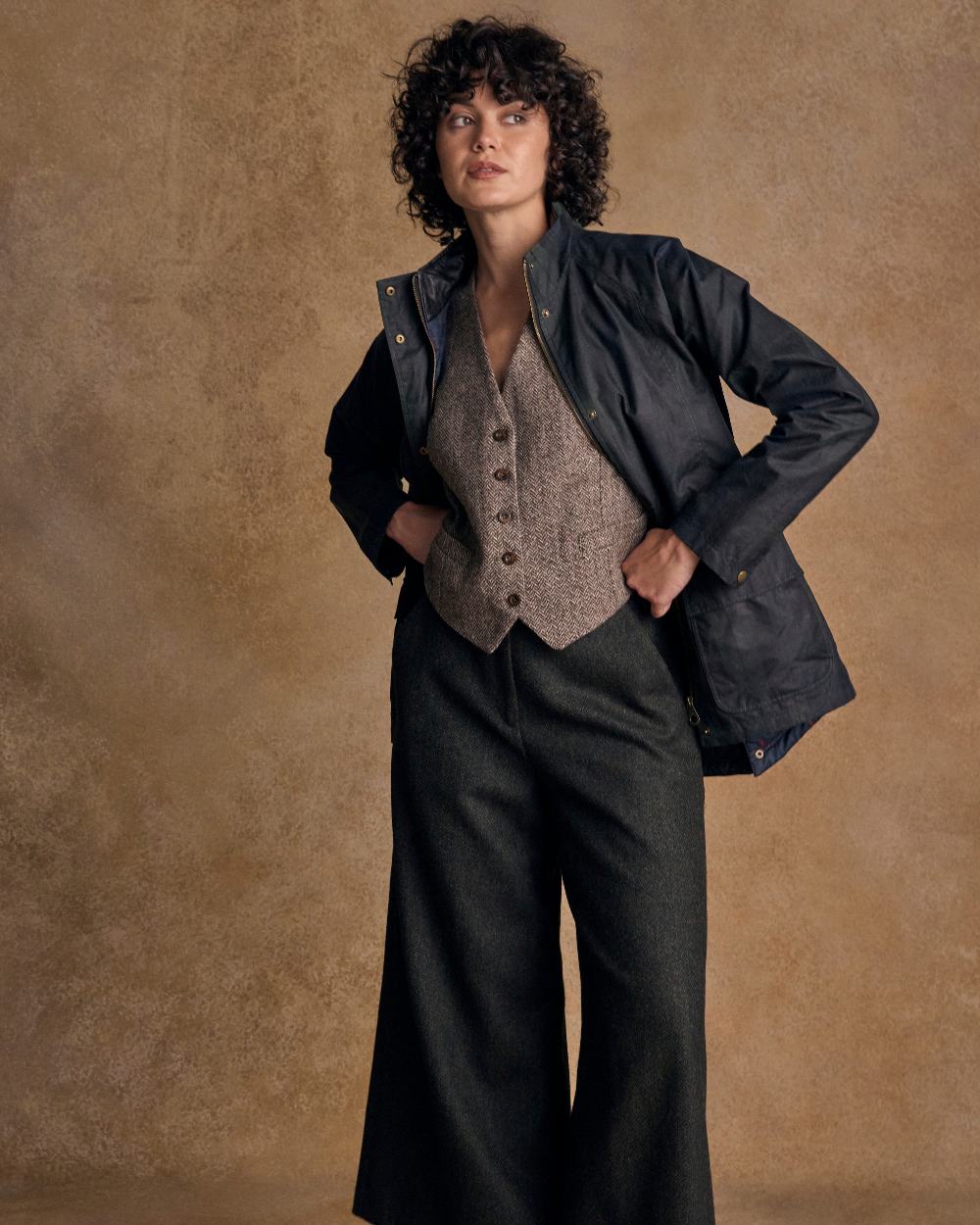 Blackwatch Coloured Jack Murphy Womens Sally Wax Jacket on indoor background 