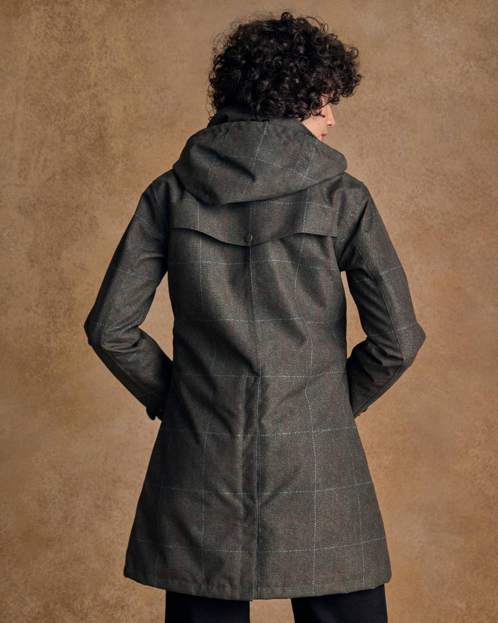 Digital Print Green Windowpane Coloured Jack Murphy Womens Sophia Waterproof Jacket on indoor background 
